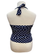 Tummansininen halter neck polkadot toppi