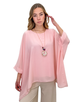 Väljä laskeutuva sifonkinen liehukepusero viskoosivuorellla. One size