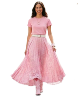 Pliseerattu gingham ruudullinen maksihame. Kaksi väriä