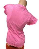 Naisten vaaleanpunainen T-paita, kullan värisellä prinsessa printillä