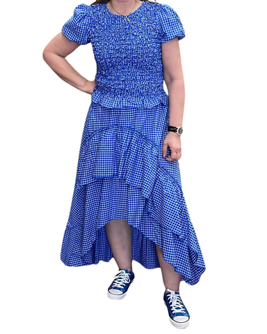 Elegantti ruudullinen puuvillahame. Yksi koko, Kaksi väriä