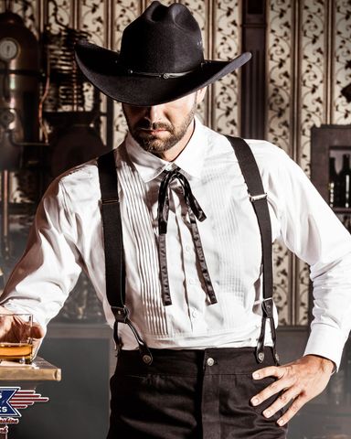 Miesten pitkähihainen valkoinen westernpaita. Joseph White