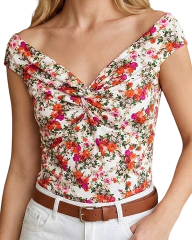 Hurmaava kesäinen offshoulder kukkatoppi, 2 kokoa