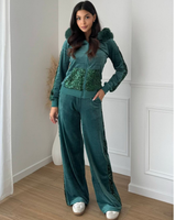  Sporttinen oloasu, paljetit ja keinoturkis, kaksiosainen setti!