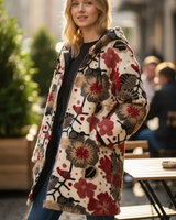 Villakankainen yhden koon over size takki jossa kohoprintti kuvio 