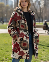 Villakankainen yhden koon over size takki jossa kohoprintti kuvio 