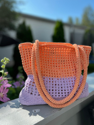 Käsin Virkattu Kesäkassi Lila-Blush