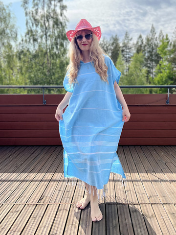 Hamam-Poncho Sultan Vaalea Turkoosi