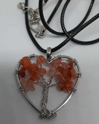 Elämänpuu kaulakoru Oranssi Akaatti