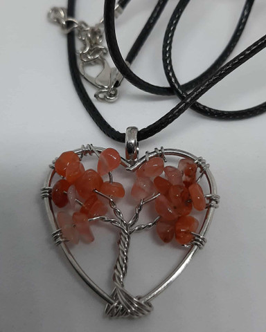 Elämänpuu kaulakoru Oranssi Akaatti
