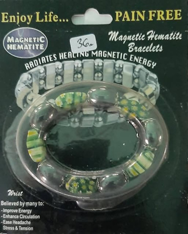 Magneetti hematiitti/helmi rannekoru vihreä