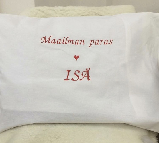 Maailman paras... brodeerattu tyynyliina (tilaustuote)