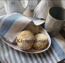 Siniraidallinen pellava keittiöpyyhe