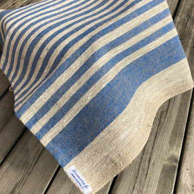 Siniraidallinen pellava keittiöpyyhe