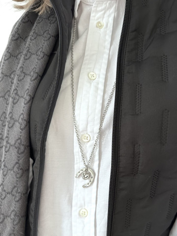 Onni - Moment BIG chrystal horseshoe necklace, 80cm, clear