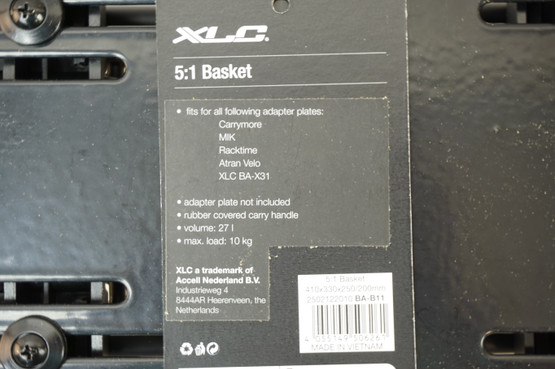 XLC BA-B11 27l pyöräkori Atran Velo AVS -järjestelmän adapterilla