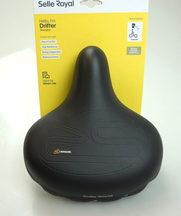 Selle Royal Drifter Plus sohvasatula geelipehmennyksellä ja jousituksella, musta 