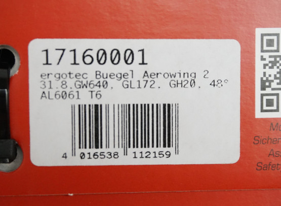 Ergotec Aerowing 2 640mm / 20mm / 31,8mm ohjeustanko, alu, musta
