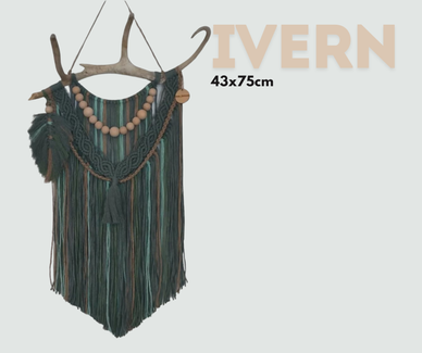 Ihana IVERN makramee seinäkoriste. Mitat 43x75cm 