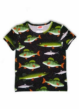 T-paita, Kalat, mustanharmaa, koko 98