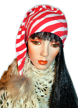 Raidallinen tonttulakki, erilaisia tupsuja