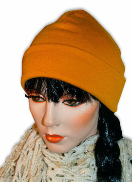 Merinovillapipo, okra, n.54-58cm päähän (saa myös tupsulla)