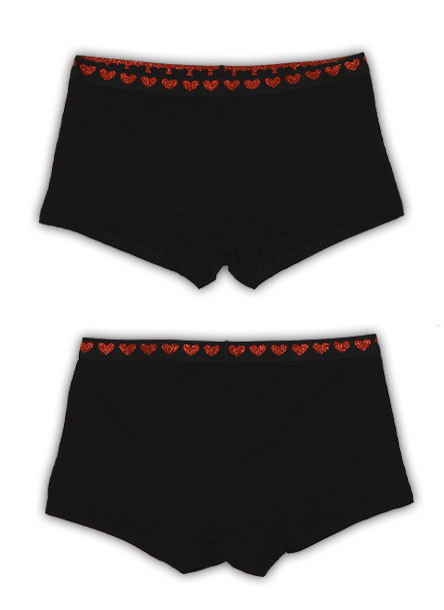 Naisten bokserit, musta/sydän