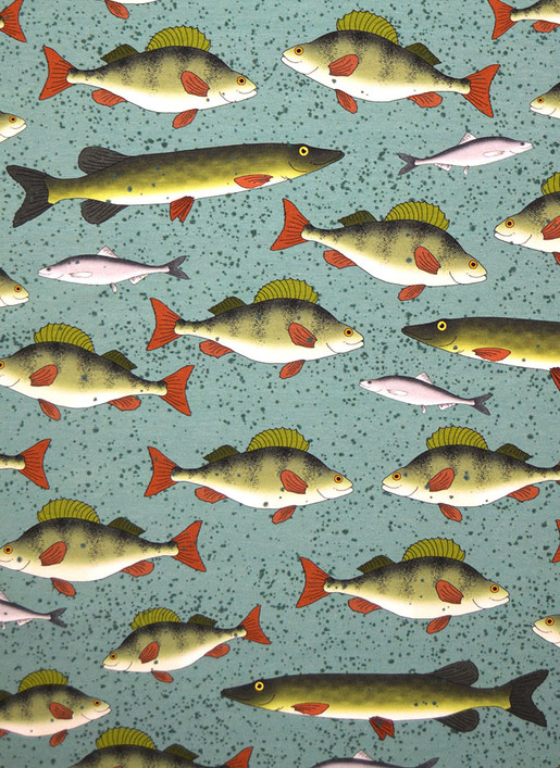 Luomutrikoo Kalat,  vaalea jade, lievä ll-laatu