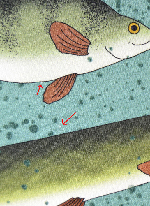 Luomutrikoo Kalat,  vaalea jade, lievä ll-laatu