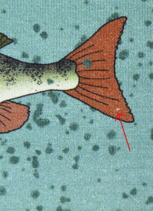 Luomutrikoo Kalat,  vaalea jade, lievä ll-laatu