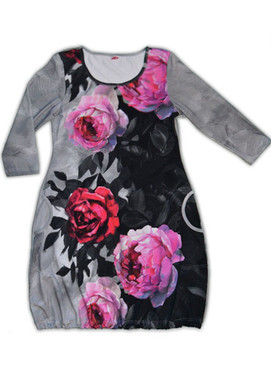 3/4-hihainen pussihelmamekko, useita värejä/kuoseja