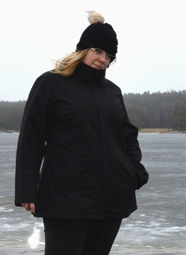 Softshell-takki, lyhyt helma, musta