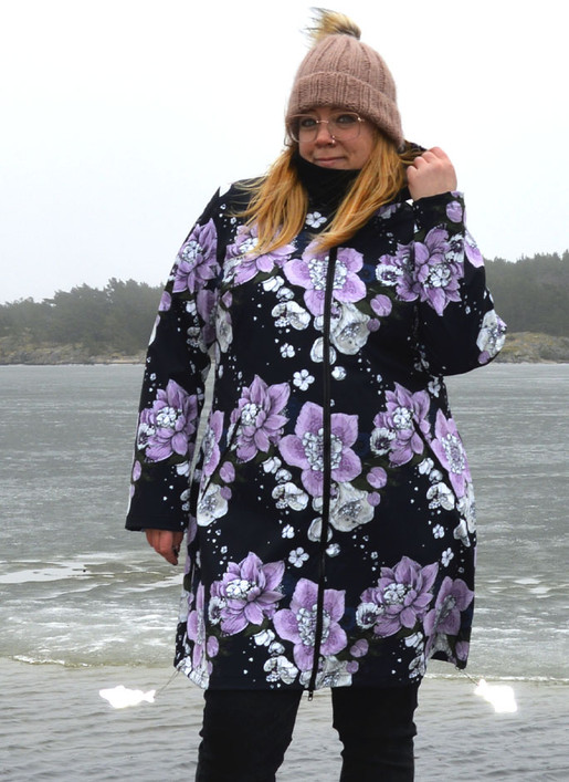 Softshell-takki, pitkä helma, musta