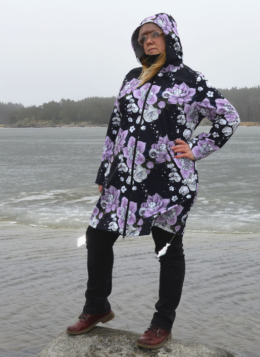 Softshell-takki, pitkä helma, musta