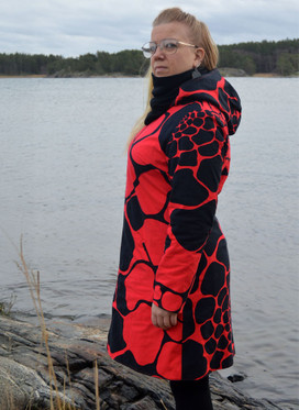 Uniikkitakki, eri kuoseja, pitkä helma