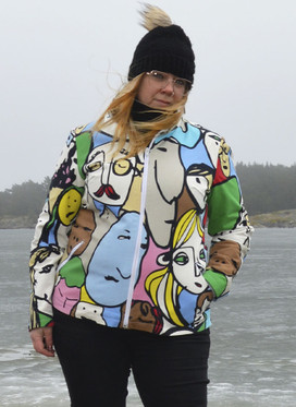 Uniikkitakki, eri kuoseja, lyhyt helma