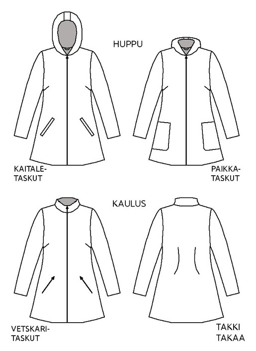 Softshell-takki, lyhyt helma, Sydäntalvi