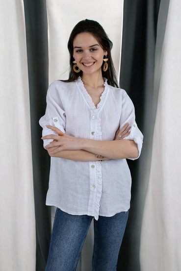 Lea pellavapaita,  valkoinen