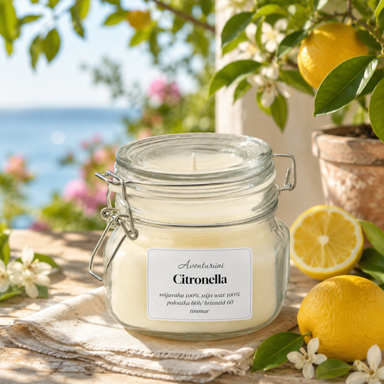 Citronella kynttilä -kesäiltoihin