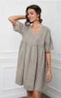 Adeliina Linen Dress -Pellavamekko,  Taupe