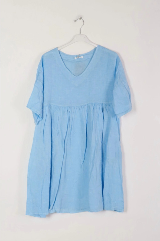 Adeliina Linen Dress -Pellavamekko, vaaleasininen