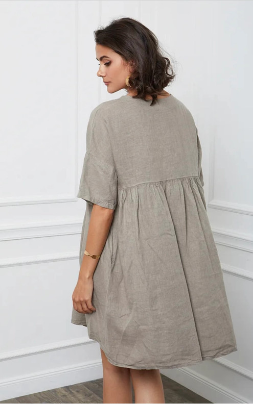 Adeliina Linen Dress -Pellavamekko,  Taupe