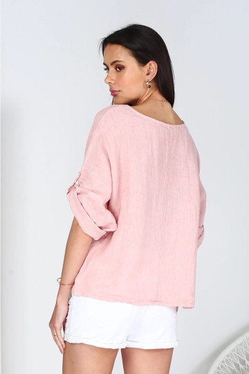 Paulina pellavapusero pink