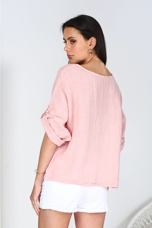 Paulina pellavapusero roosa