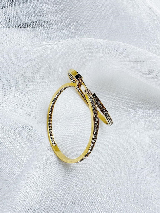 Korvakorut  kristalleilla pyöreä  4,5 cm 