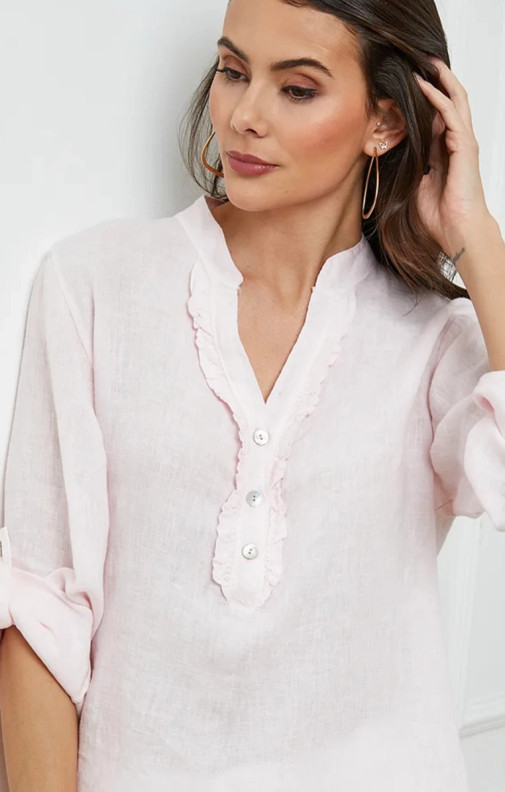 Pellavapaita naiselle – Fiona  roosa rento kesäpaita