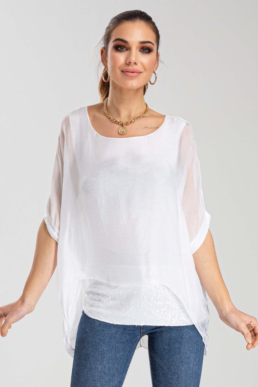 Silkkipusero  Alina, valkoinen tai taupe bling bling