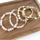 Rannekoru  4kpl setti   Roosa & White stone 