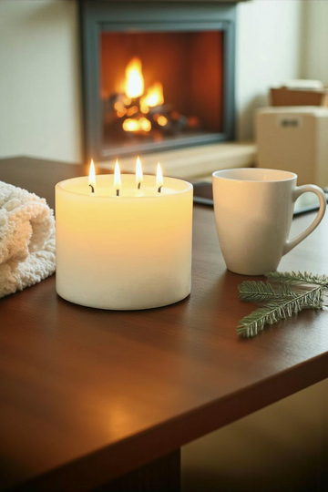 Tonkan tuoksuinen,  Pöytäkynttilä 14 x 14 cm – neljällä sydämellä