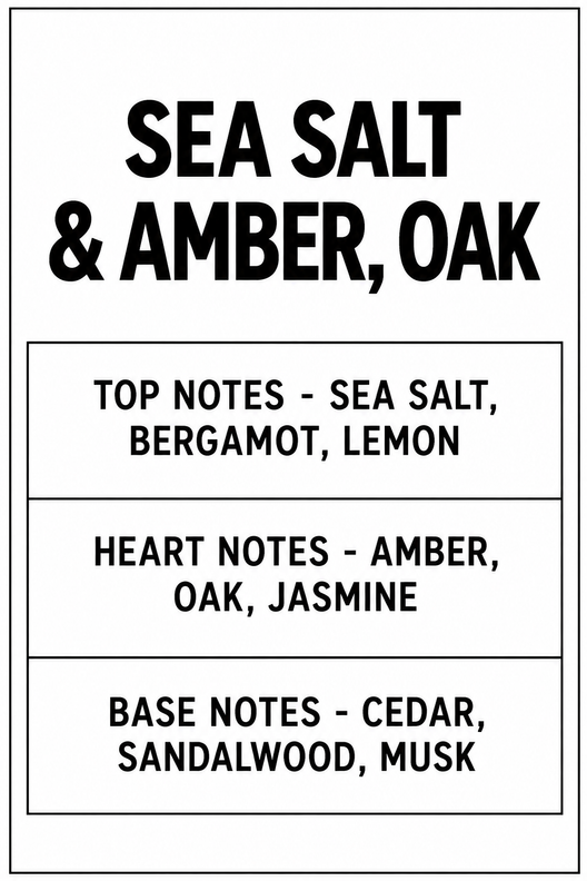 Aventuriini Sea Salt & Amber, Oak – kynttilä & huonetuoksu -setti
